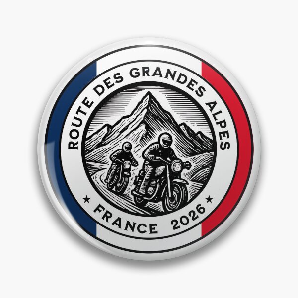 Item preview, Route des Grandes Alpes 2026 Motorcycle Tour Badge, colors of the French flag STICKER OR SHIRT AND MORE designed and sold by designkb.