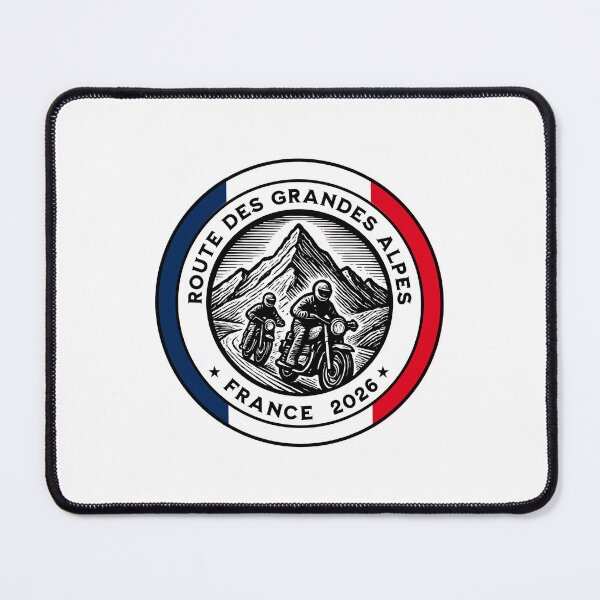 Item preview, Route des Grandes Alpes 2026 Motorcycle Tour Badge, colors of the French flag STICKER OR SHIRT AND MORE designed and sold by designkb.