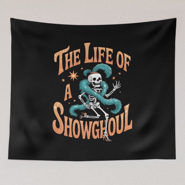 Item preview, The Life of A Showghoul Retro Halloween Show Skeleton Girl designed and sold by BakeryDozen.