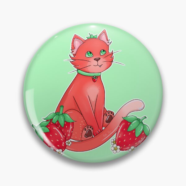 Item preview, Cute Strawberry Cat Fruit Kawaii Cutecore Art  designed and sold by Crimson-Crafts1.