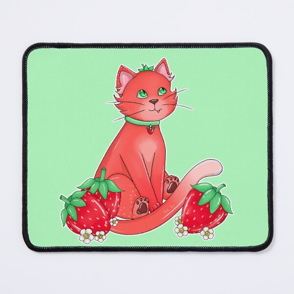 Item preview, Cute Strawberry Cat Fruit Kawaii Cutecore Art  designed and sold by Crimson-Crafts1.