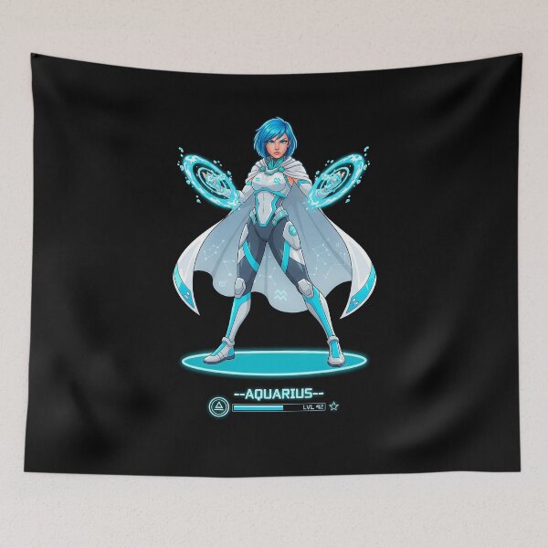 Item preview, Aquarius Zodiac as Female Video Game Character - Futuristic Innovator designed and sold by A Mediterranean Crab.