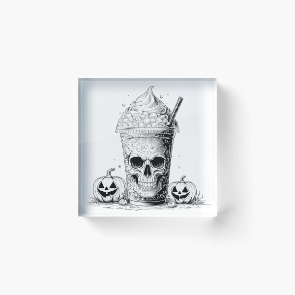 Item preview, Spooky Coffee Skull – Halloween Gothic Art designed and sold by LaurannaDesign.