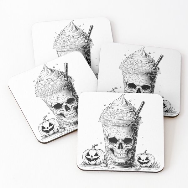 Item preview, Spooky Coffee Skull – Halloween Gothic Art designed and sold by LaurannaDesign.