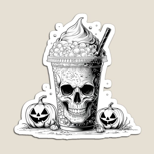 Item preview, Spooky Coffee Skull – Halloween Gothic Art designed and sold by LaurannaDesign.