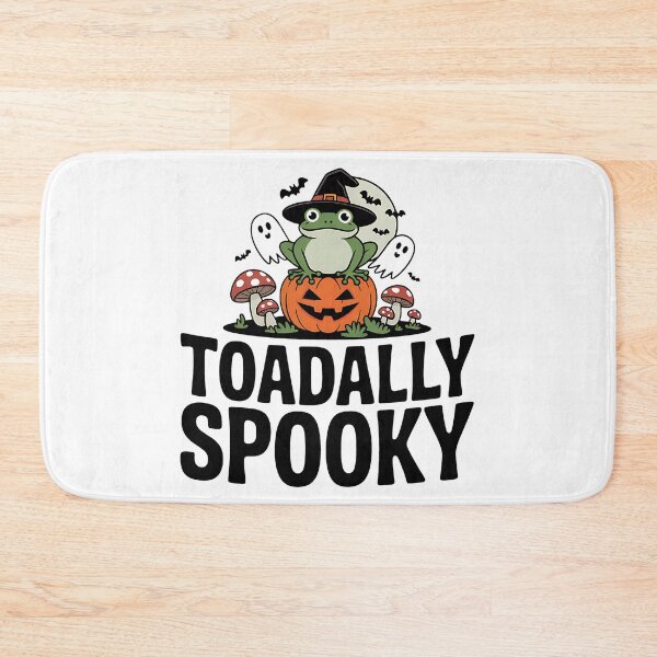Item preview, Toadally Spooky Funny Halloween Frog On Pumpkin with Bats designed and sold by BakeryDozen.