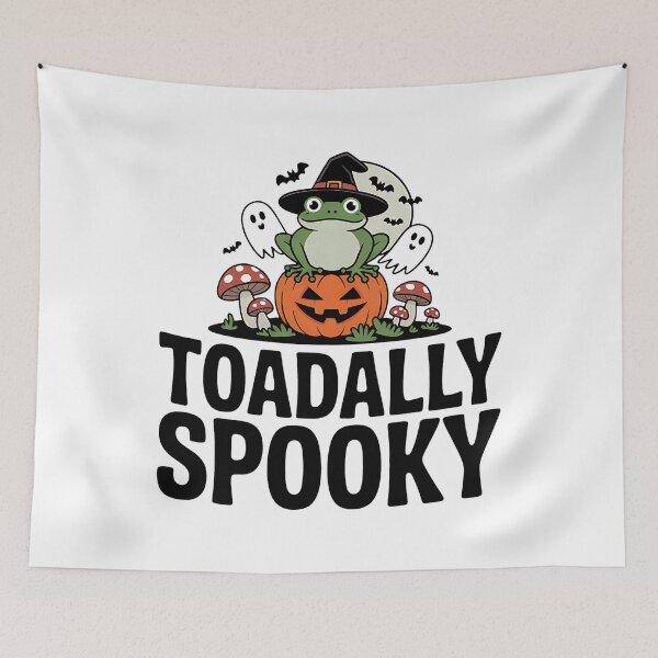 Item preview, Toadally Spooky Funny Halloween Frog On Pumpkin with Bats designed and sold by BakeryDozen.
