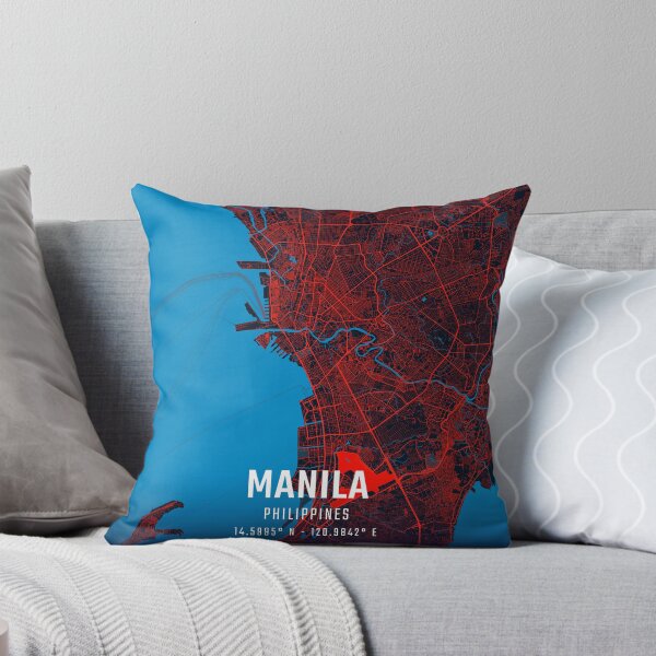 Item preview, Manila Red & Blue Minimalist Map designed and sold by HomeLivingCo.