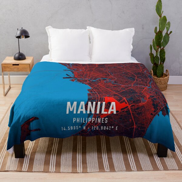 Item preview, Manila Red & Blue Minimalist Map designed and sold by HomeLivingCo.