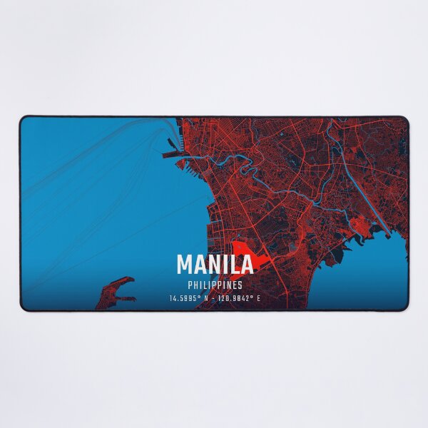 Item preview, Manila Red & Blue Minimalist Map designed and sold by HomeLivingCo.