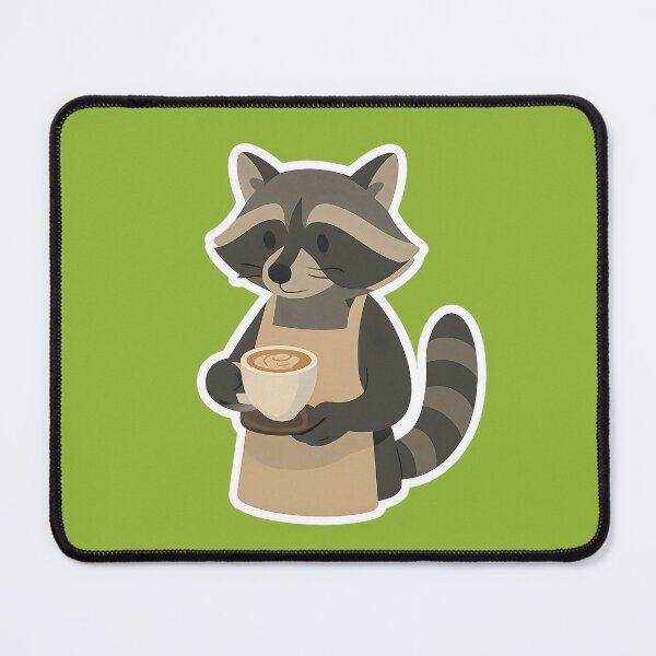 Item preview, Raccoon Barista designed and sold by Orca Chuckle Studios.