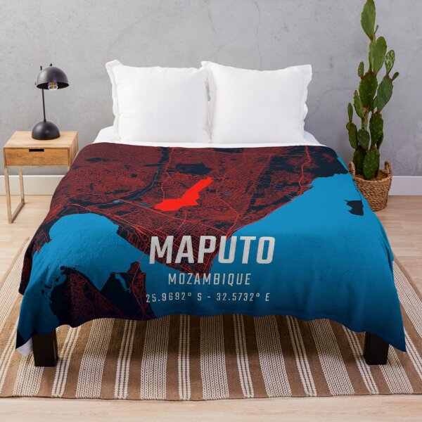 Item preview, Maputo Red & Blue Minimalist Map designed and sold by HomeLivingCo.