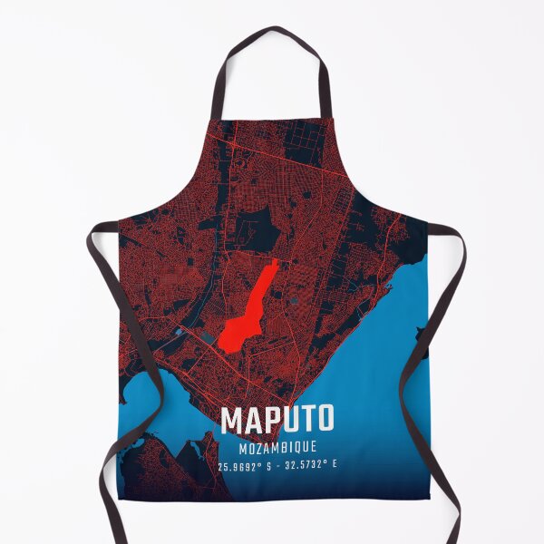 Item preview, Maputo Red & Blue Minimalist Map designed and sold by HomeLivingCo.