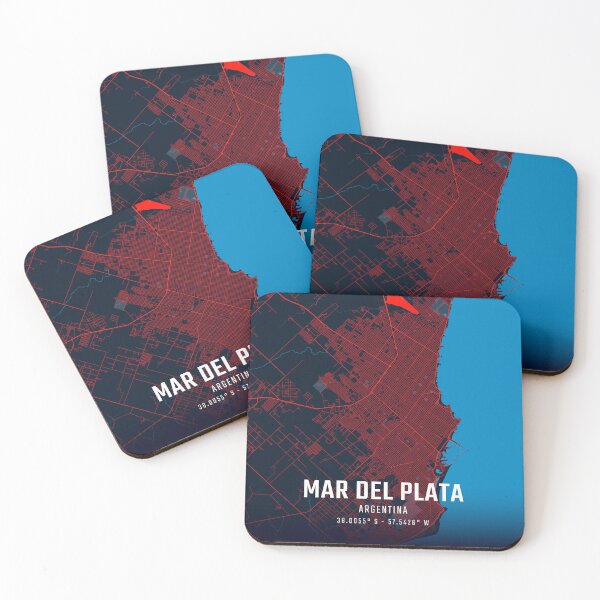 Item preview, Mar del Plata Red & Blue Minimalist Map designed and sold by HomeLivingCo.