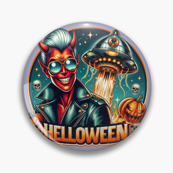 Item preview, Demon Horror Pumpkin UFO Rockabilly designed and sold by Voodoo Store Paranormal Collections.