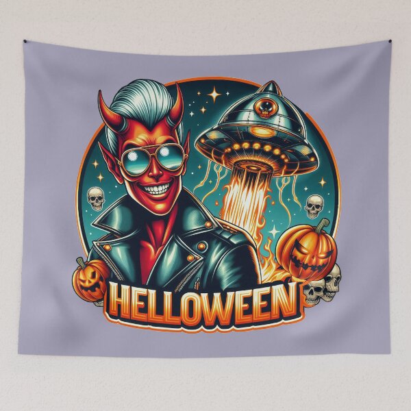 Item preview, Demon Horror Pumpkin UFO Rockabilly designed and sold by Voodoo Store Paranormal Collections.
