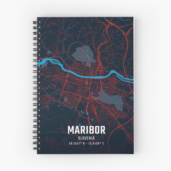 Item preview, Maribor Red & Blue Minimalist Map designed and sold by HomeLivingCo.