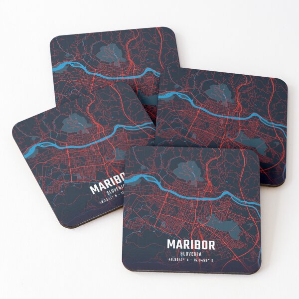 Item preview, Maribor Red & Blue Minimalist Map designed and sold by HomeLivingCo.