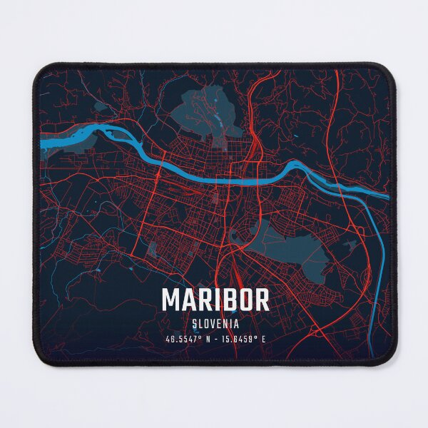 Item preview, Maribor Red & Blue Minimalist Map designed and sold by HomeLivingCo.