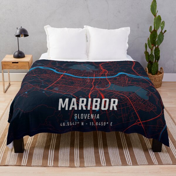 Item preview, Maribor Red & Blue Minimalist Map designed and sold by HomeLivingCo.