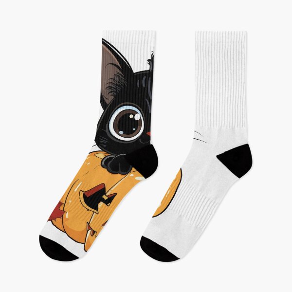 Item preview, Cute Black Cat in Pumpkin | Kawaii Halloween Kitty Illustration designed and sold by VilnaArtPrints.
