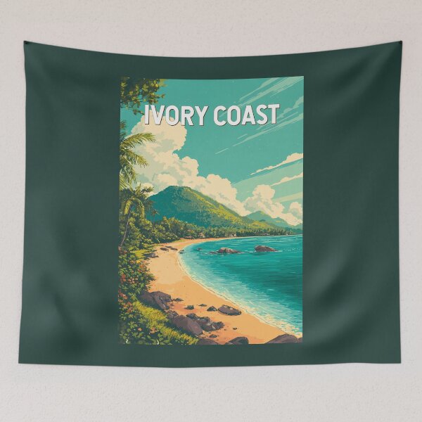 Item preview, Ivory Coast Illustration Travel Art Vintage designed and sold by KrisSidDesigns.