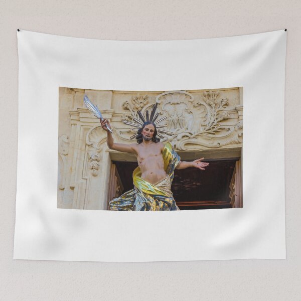 Item preview, Jesus Figure Emerging From Ornate Balcony During Street Festival Performance designed and sold by Nmallia.