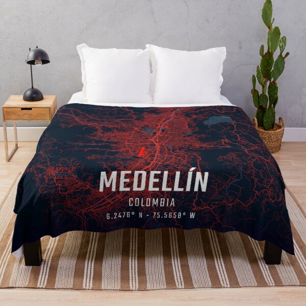 Item preview, Medellín Red & Blue Minimalist Map designed and sold by HomeLivingCo.