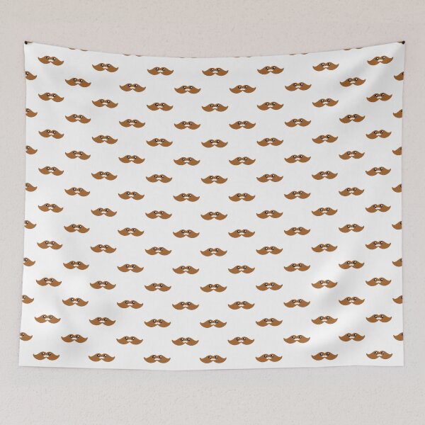 Item preview, Cute kawaii light brown moustache pattern designed and sold by BlushyPrint.