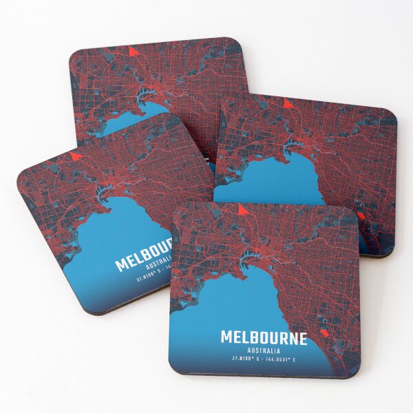 Item preview, Melbourne Red & Blue Minimalist Map designed and sold by HomeLivingCo.