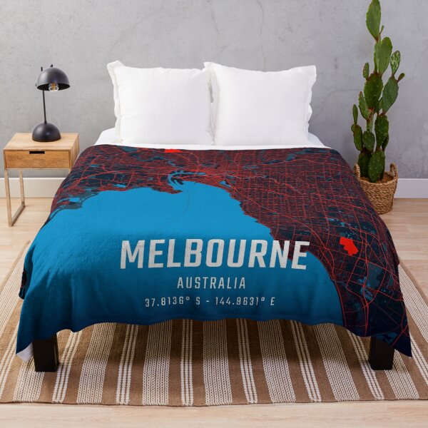Item preview, Melbourne Red & Blue Minimalist Map designed and sold by HomeLivingCo.