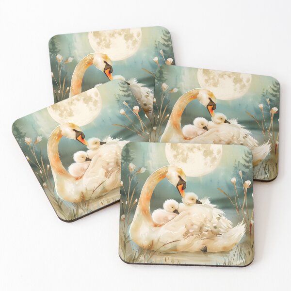 Item preview, Swan Family Watercolor Woodland Nursery Art designed and sold by WabiSabiSjak.