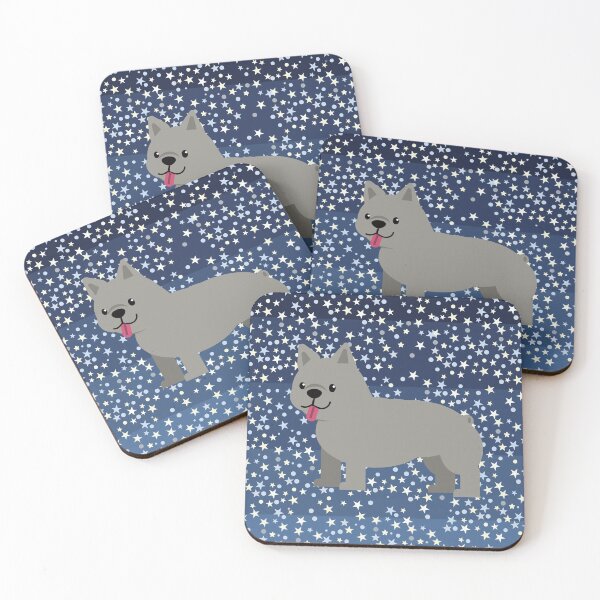 Item preview, Gray Frenchie Stars Blue monochromatic designed and sold by Mountain-Point.