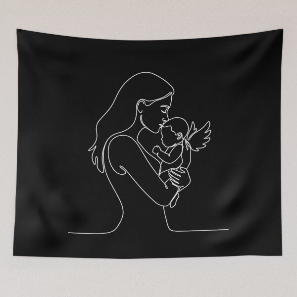Item preview, Angel Baby Embrace - One Line Memorial Art. designed and sold by A-Szczesniak.
