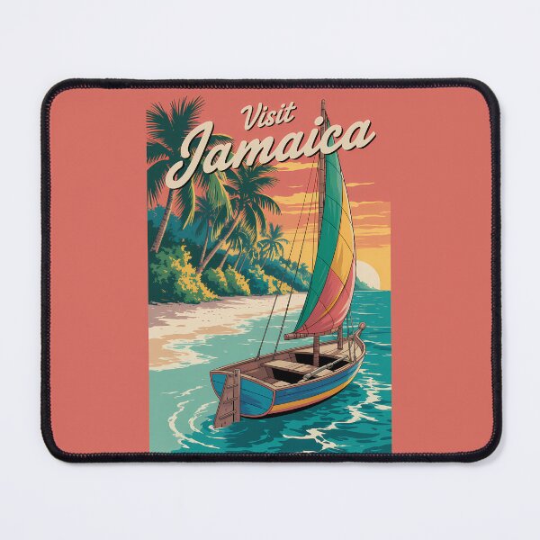 Item preview, Jamaica Boat Illustration Travel Art Vintage designed and sold by KrisSidDesigns.