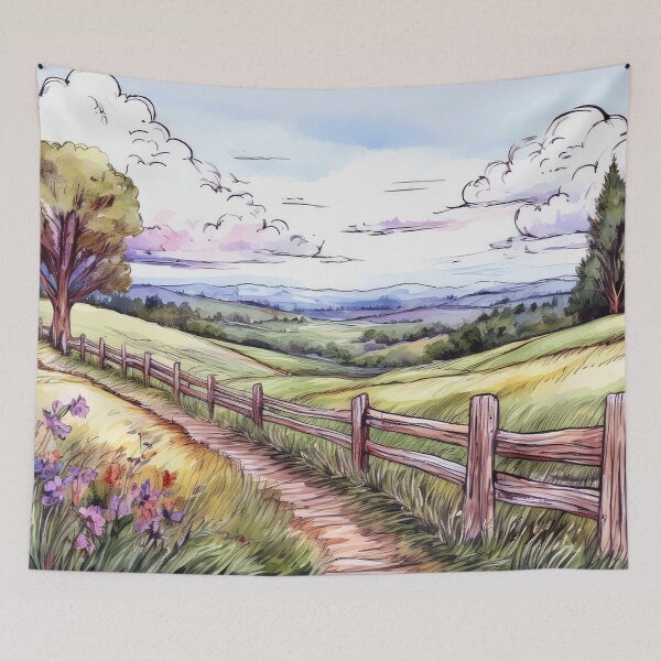 Item preview, Rural Meadow with Fence designed and sold by J Marielle Designs.