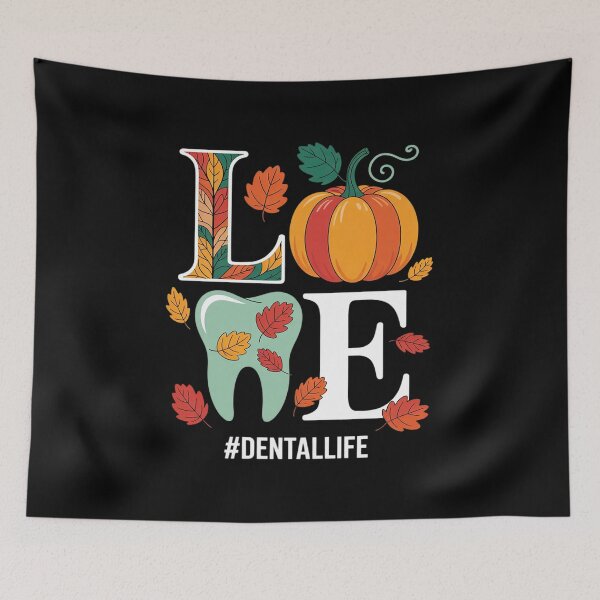 Item preview, LOVE Dental Life Pumpkin Tooth Dentist Fall Thanksgiving 1 designed and sold by KonstanKoraner.