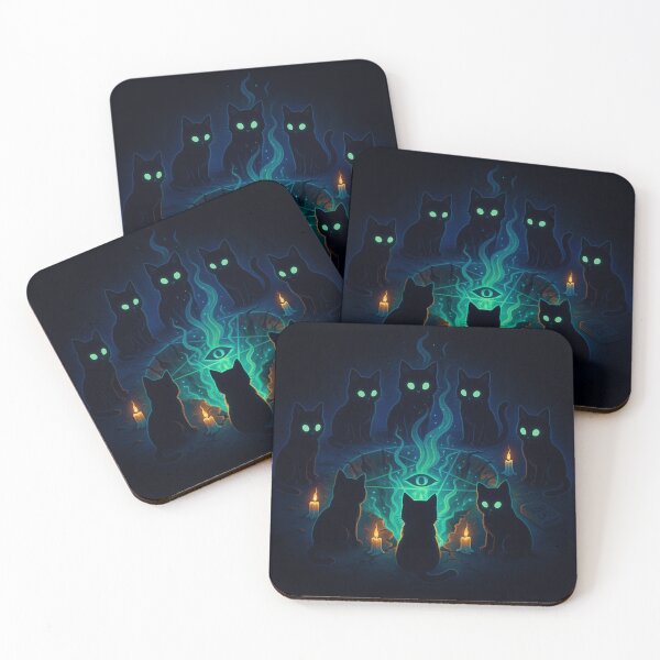 Item preview, Midnight Cat Coven Badge – Mystical Occult Cat Magic Circle designed and sold by MagicMeow1.