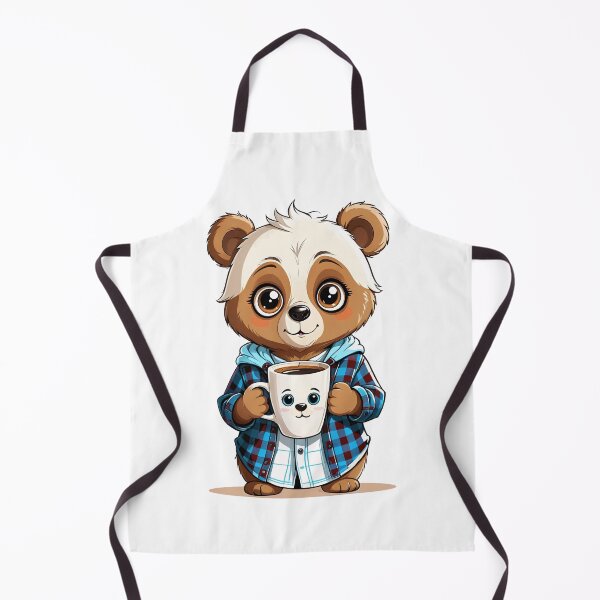 Item preview, Cute Coffee-Loving Bear – Cozy Flannel Animal Art for Coffee Lovers designed and sold by RojoyDesigns.