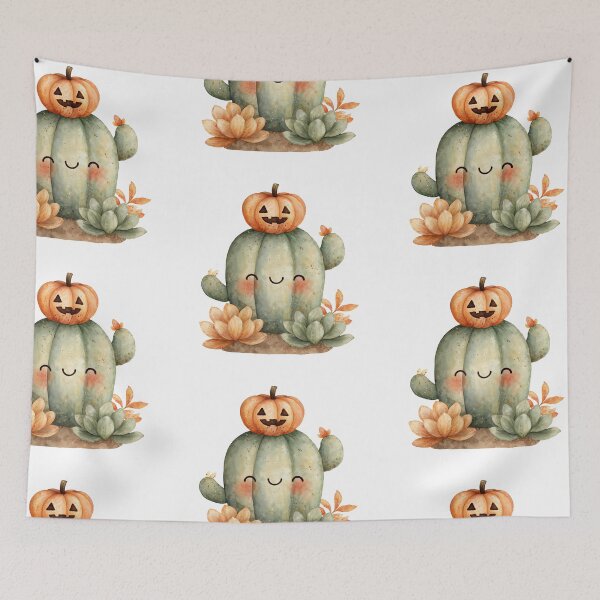 Item preview, Cute Halloween Cactus with Pumpkin Hat designed and sold by Anastasiia Yurevych.