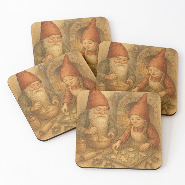 Item preview, Christmas Gnomes Baking Cookies Vintage Watercolor design designed and sold by Meandmyshop.