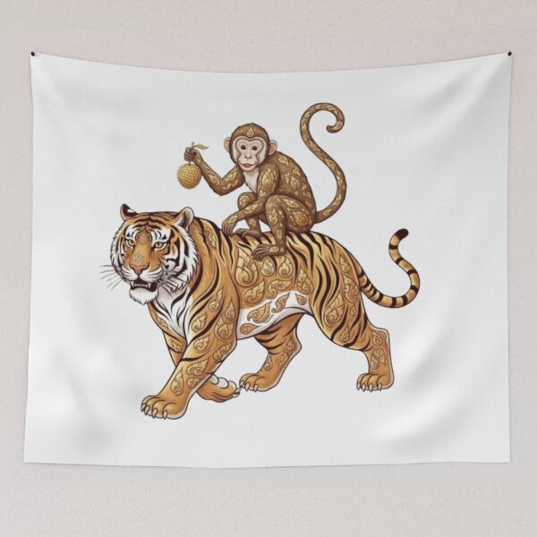 Item preview, Tiger and monkey designed and sold by PP&RAINBOW SHOP.