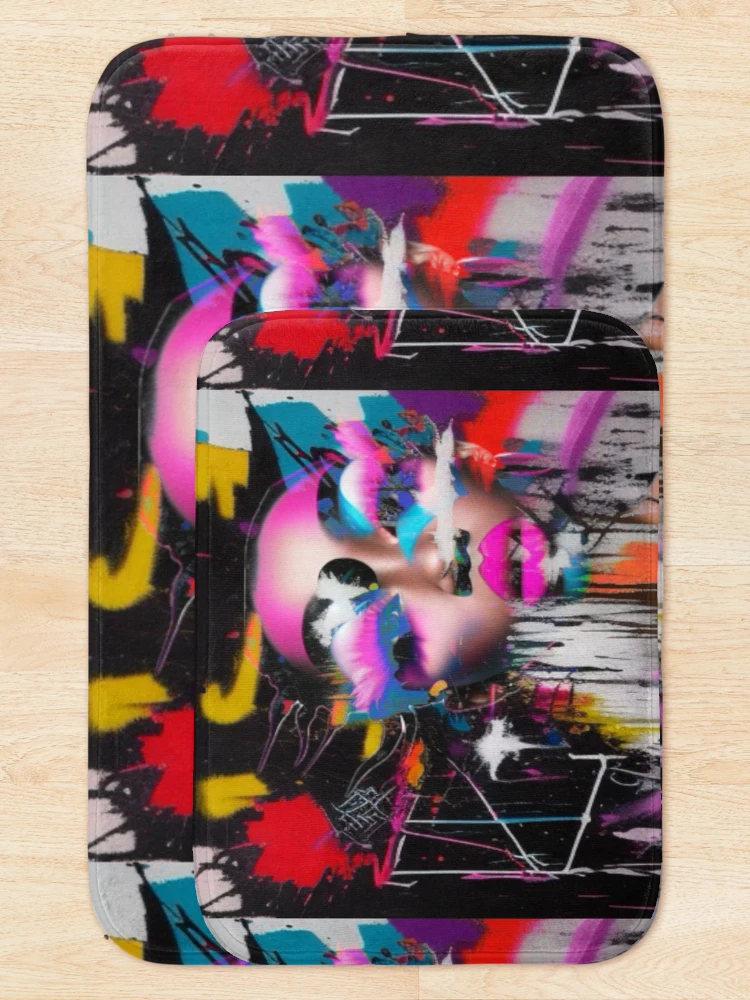 Thumbnail 5 of 6, Bath Mat, "Fragmented Frequencies" designed and sold by R0X Designs .