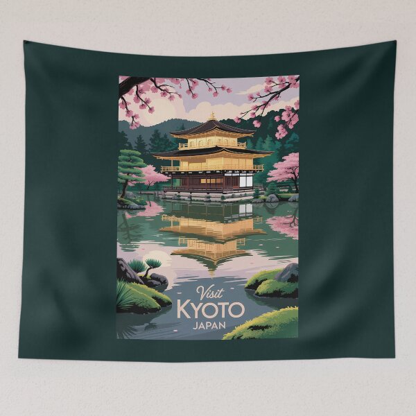 Item preview, Kyoto Japan Kinkaku-ji Illustration Travel Art Vintage designed and sold by KrisSidDesigns.