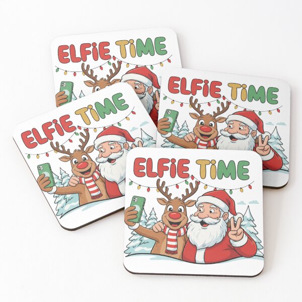 Item preview, Santa and Rudolph Taking a Christmas Selfie designed and sold by Silent Watch Threads..