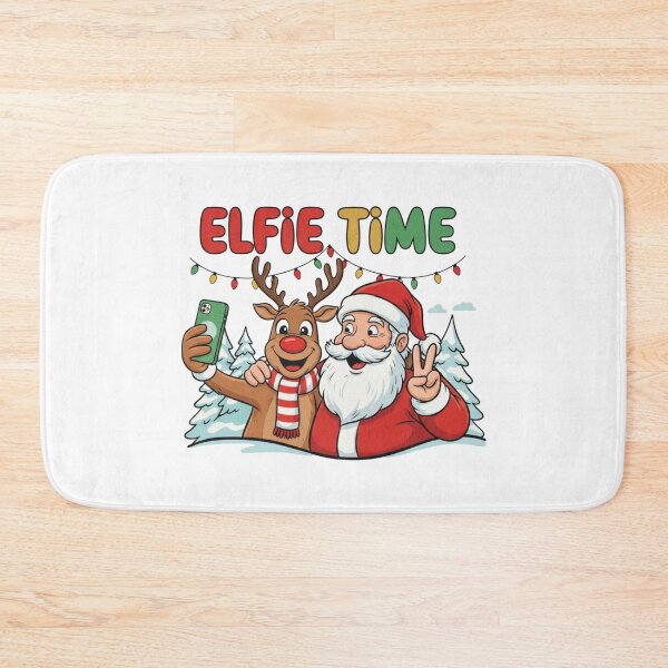 Item preview, Santa and Rudolph Taking a Christmas Selfie designed and sold by Silent Watch Threads..