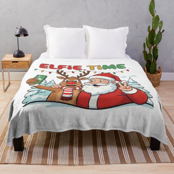 Item preview, Santa and Rudolph Taking a Christmas Selfie designed and sold by Silent Watch Threads..