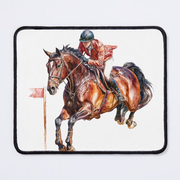 Item preview, Equestrian Show Jumper in Mid-Leap Watercolor designed and sold by Anastasiia Yurevych.