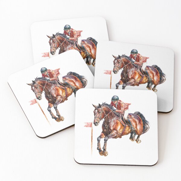 Item preview, Equestrian Show Jumper in Mid-Leap Watercolor designed and sold by Anastasiia Yurevych.