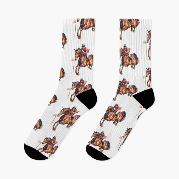Item preview, Equestrian Show Jumper in Mid-Leap Watercolor designed and sold by Anastasiia Yurevych.